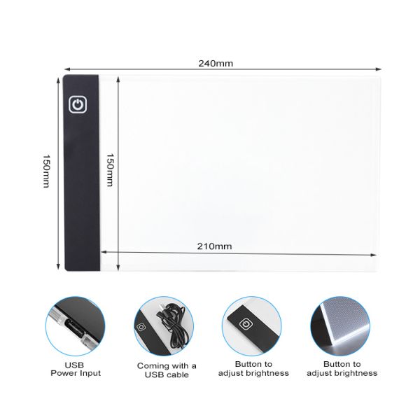 OEM ODM Acceptable Portable LED Drawing Board Large 210x150mm Plastic Light Pad Suitable for Tracing Sketching Artists