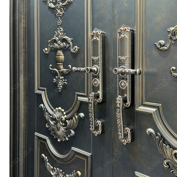 Villa Aluminum Door Stainless Steel   Security Door With Smart Lock Entrance Door  for House