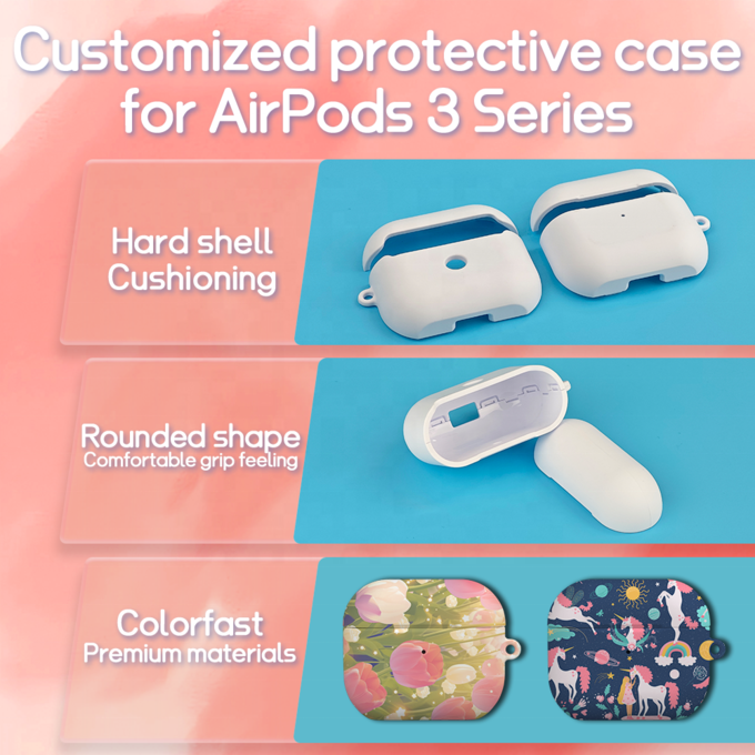 Customized Blank Sublimation For Airpod 3 Case Sublimation Coated PC Earphone Case