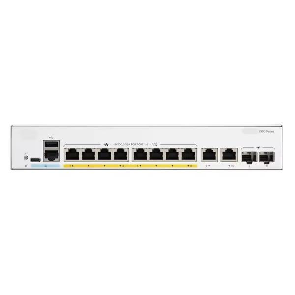 Stock GE C1300-8FP-2G Combo Network Switch Full PoE 8-Port with 2x1G SNMP LACP QoS Stackable Function