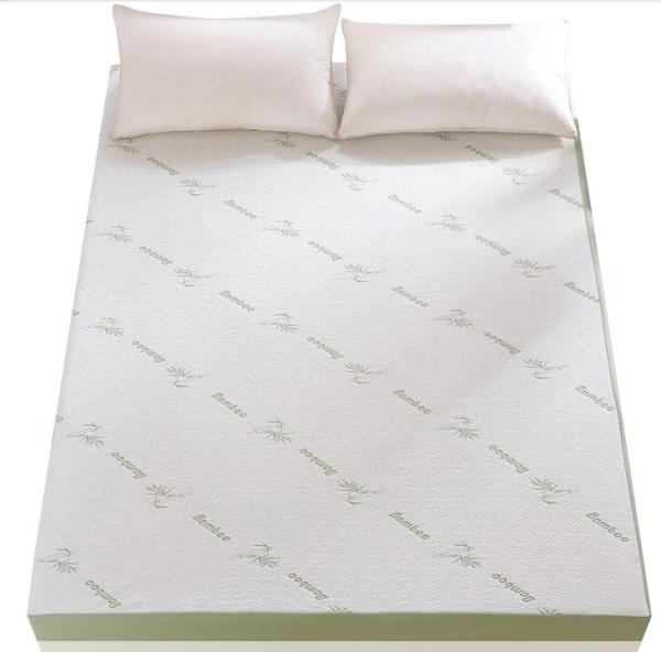 Green Bamboo Memory Foam Mattress Protector Queen Size TPU Material Easy Removed