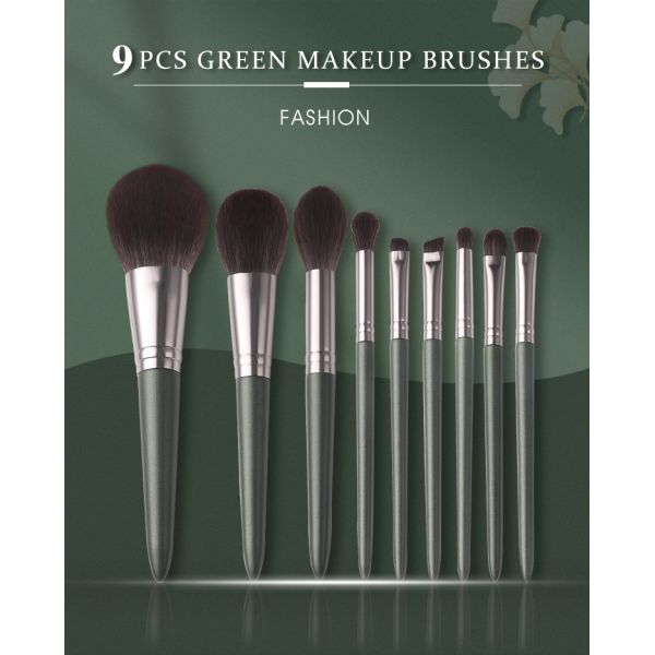 9PCS Cosmetic Makeup Brushes Kit Goat Pony hair Foundation Powder Blush