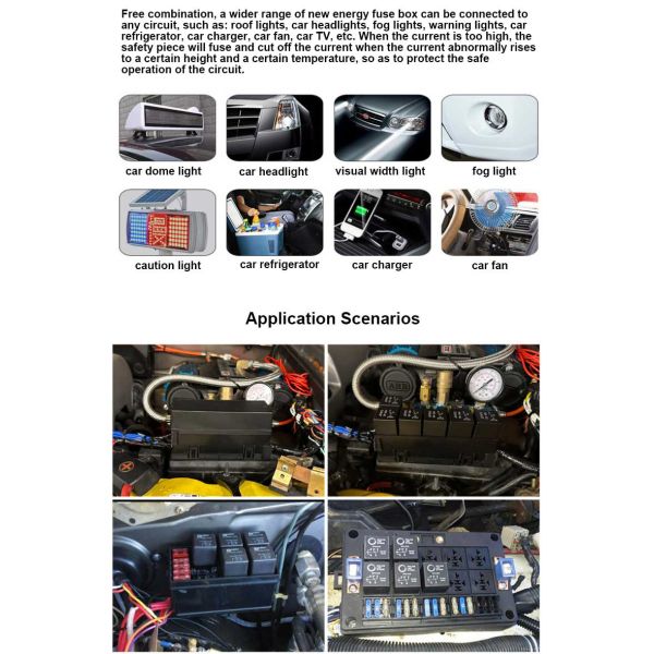 автоматический водоустойчивый патрон предохранителя ATO ATC держателя 6 реле стиля Bosch набора 6 блока коробки реле взрывателя 12V