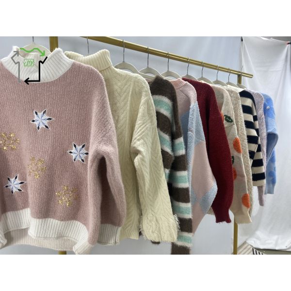 Women's Second Hand Wool Pullover Sweaters Autumn Winter Fashionable Slim Fit Grade A