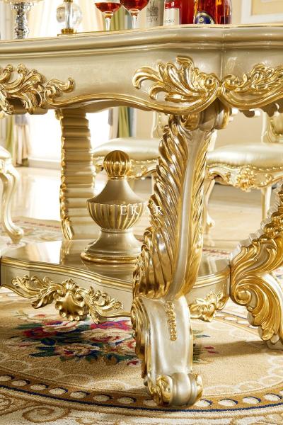 Classic Wooden Carved Oval 6 Seater Luxury Dining Table LF-1086