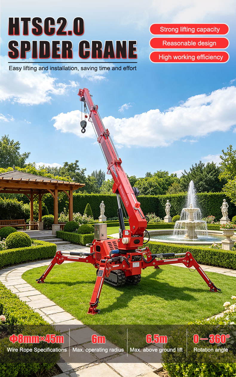 2 Tons Spider Crawler Crane With Rubber Tracked Chassis For Small Spaces