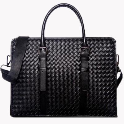 Mensageiro Bags do portátil do couro dos homens de tecelagem clássicos