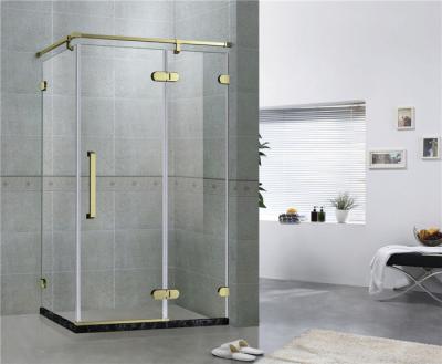 Rectangle Frameless Golden Shower Enclosures 8 / 10 MM Tempered Glass for Home / Hotel