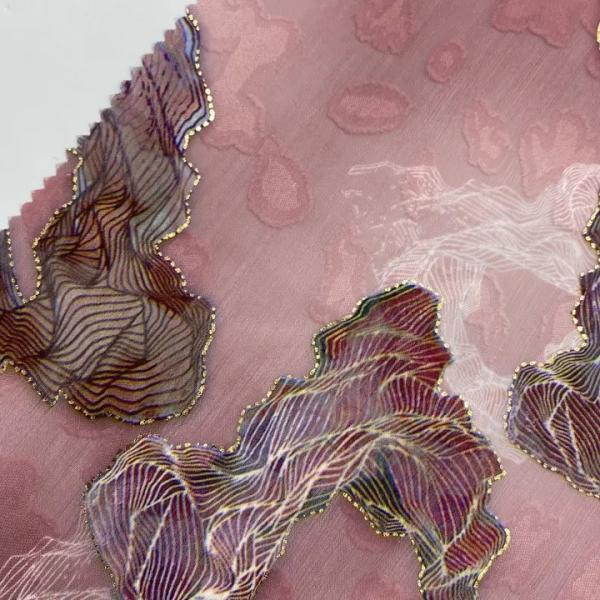 Muslim Custom Flower Plain 100%  Polyester Woven Fabric Pure Colour Chiffon Jacquard Fabric