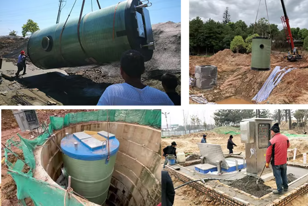 High Capacity GRP/FRP Integrated Precast Pump Station For Sewage Treatment Plant High Head Long Life