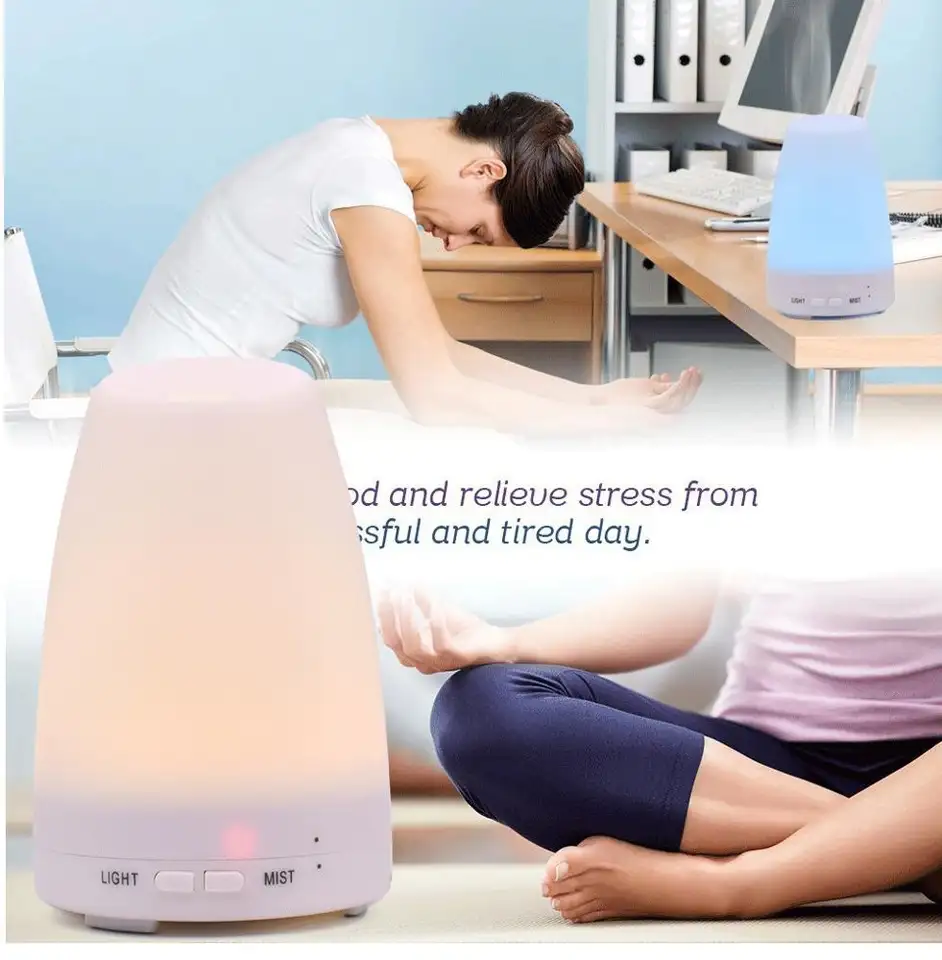 Urpower 100ml Ultrasonic Aroma Essential Oil Diffuser with 7 Color LED Lights US Plug Humidifier for Household
