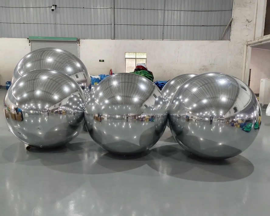 Big Shiny Chameleon Ball Mirror Balloon Silver PVC Inflatable Christmas Ball for Festival Decorate