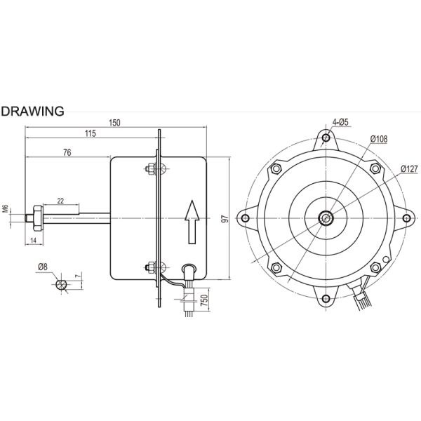 На открытом воздухе вентиляторный двигатель конденсатора кондиционера вентиляторного двигателя YDK-40-6CF