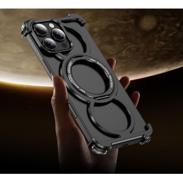 Customized Mobile Phone Case With Magnetic Aluminum Alloy Bracket, Bare Shell, Tpu Anti-Fall Wireless Charging, Suitable For Apple 17pm Mobile Phone Case