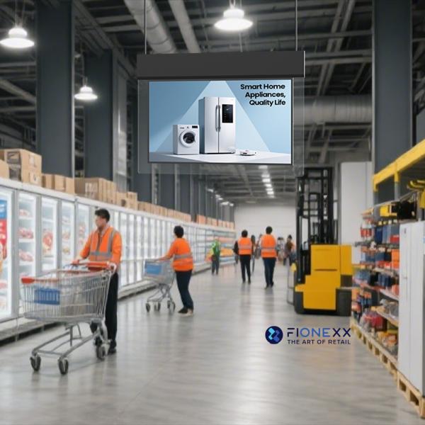 43 Inch Dual Sided Hanging Display 700nits Brightness 5mm Bezel