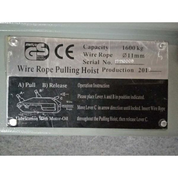 Tightening Tools Wire Rope Hoist Winch Tirfor 16 KN include wire rope 20m