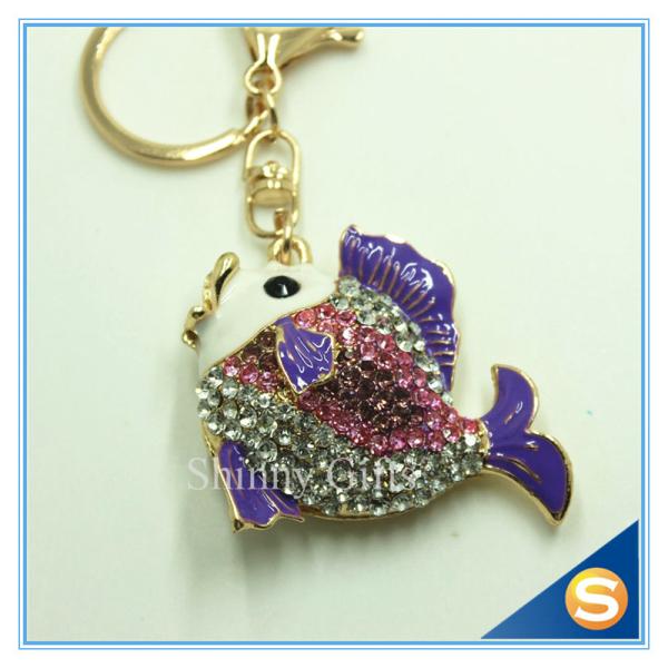 Lovely Goldfish Fish Cute Crystal Rhinestone Charm Pendant Purse Car Key Ring Keychain Party Favorite