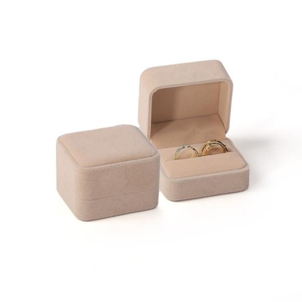 square dark green Velvet Jewelry wedding ring packaging flip Jewellery Box