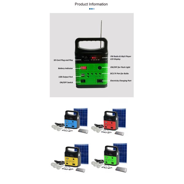 портативный набор системы солнечной энергии 7500mah с построенный в располагаться лагерем MP3 радио FM мини на открытом воздухе