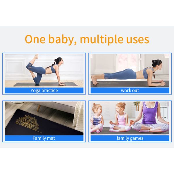 Golden Mandala With Position Line 5mm 68cm Wide PU Rubber Non Slip Yoga Mat For Pilates Fitness