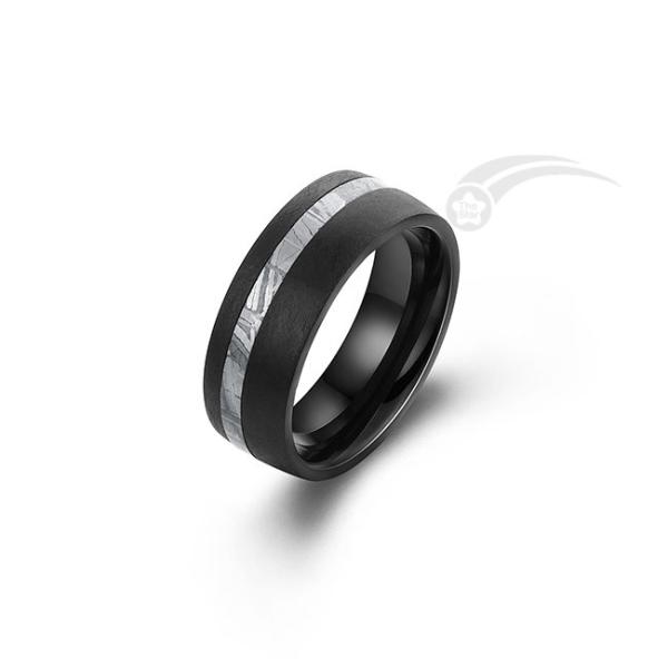Tungsten Meteorite Ring Wedding Band With 2mm  Meteorite Ring