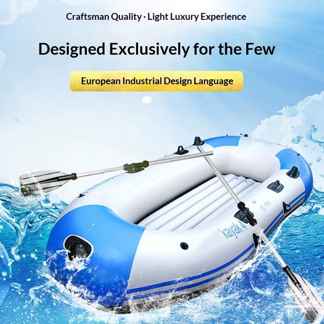 New Thickened Inflatable Kayak Rubber Dinghy Fishing Boat Air-Cushion Craft Lifeboat Outdoor Watercraft 480L Capacity 2-5