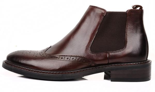 Brogue estilo botas de tornozelo masculino Slip On tamanho de couro de grão completo personalizado