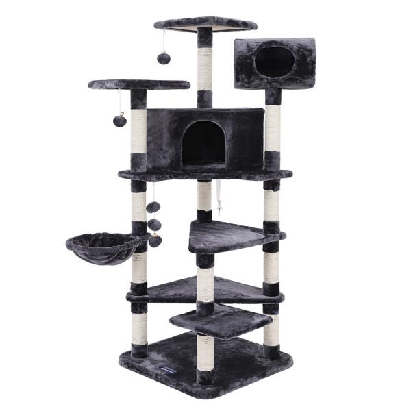 Space Saving Natural Wood Modern Cat Tower 21.8kg Weight Paper Tubes Strucutre
