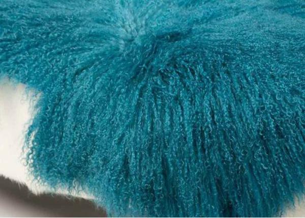 Anti Wrinkle Washable Sheepskin Floor Rug , Teal Blue Fuzzy Throw Blanket 