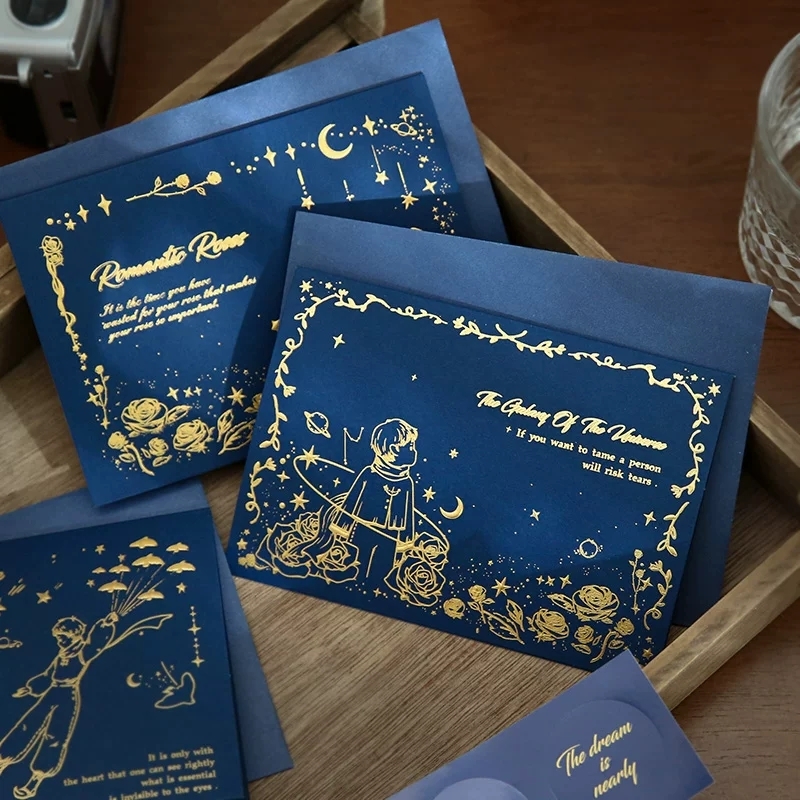 Luxury Hot Stamping Greeting Card Sets With Envelopes And Sealing Stickers