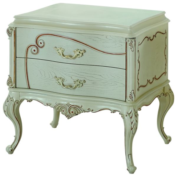 Simple French Style Wooden Bedside Table, Classic White European Design Wooden Night Table