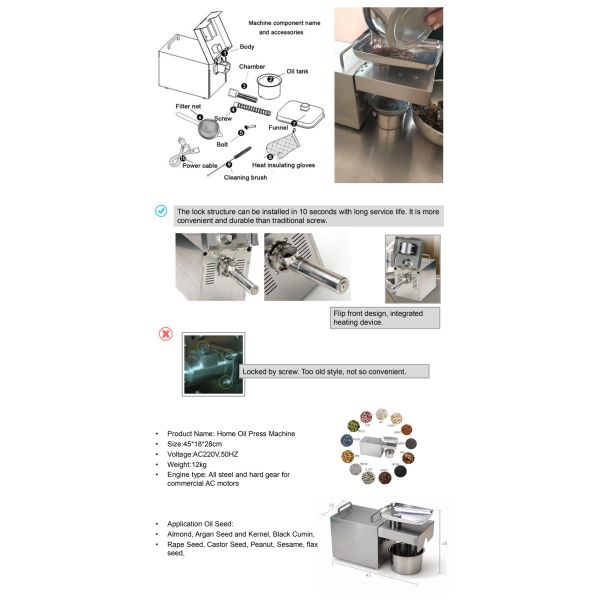 Small but Mighty Sunflower Oil Cold Pressed/Sesame Oil Extraction Machine for Domestic Home in India's Family Market