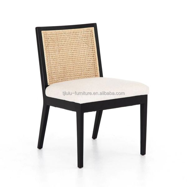 Best French Style Rattan Back Solid Oak Wood Antique Dining Chair Modern Design Style for Specific