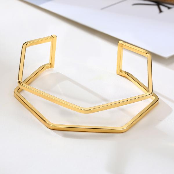 Geometric C Letter Open Cuff Bangle Bracelet Custom For Men Women