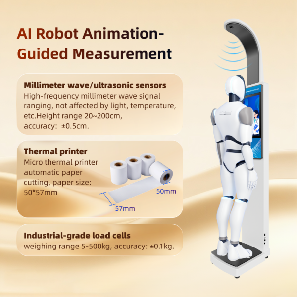 Height Weight Scale BMI LCD Intelligent Screen Thermal Printer Electronic Report Heart Rate Pharmacy OEM