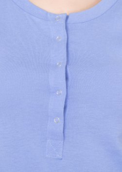 Button Placket Blue Womens Pyjama Sets Short Sleeve Top Customized Design