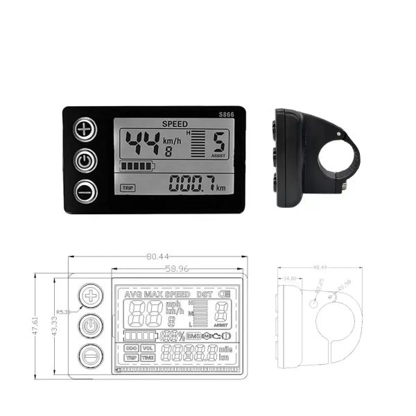 LCD-S866 Electric Scooter Display Waterproof Ebike Display 24V 36V 48V
