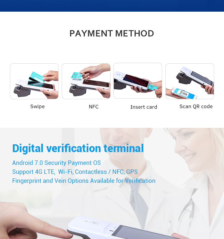 Система платежей модуля вены Pos биометрического андроида TDS CDM 5800mAh терминальная