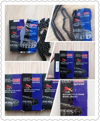 Black Motorcycle Chain and Sprocket for Performance on BAJAJ 428-112L Motorcycles
