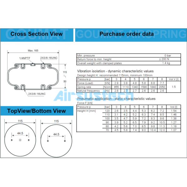 Firestone Air Spring W01-358-7001 Air Shock Suspension for Anti-Vibration Table