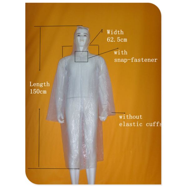 Industrial Clear Womens Plastic Raincoats , PE Material Throw Away Raincoats