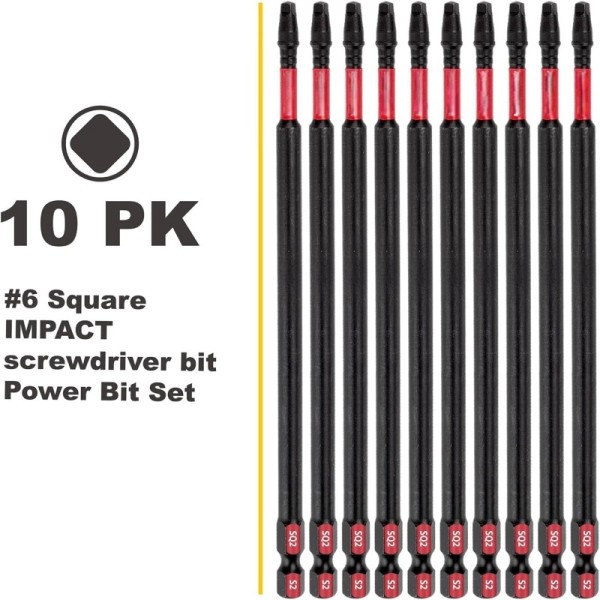 Heavy-Duty 6 SQ2 Structural Bit | Anti-Wobble SIPs & Timber Framing Tool (1/4 Hex)