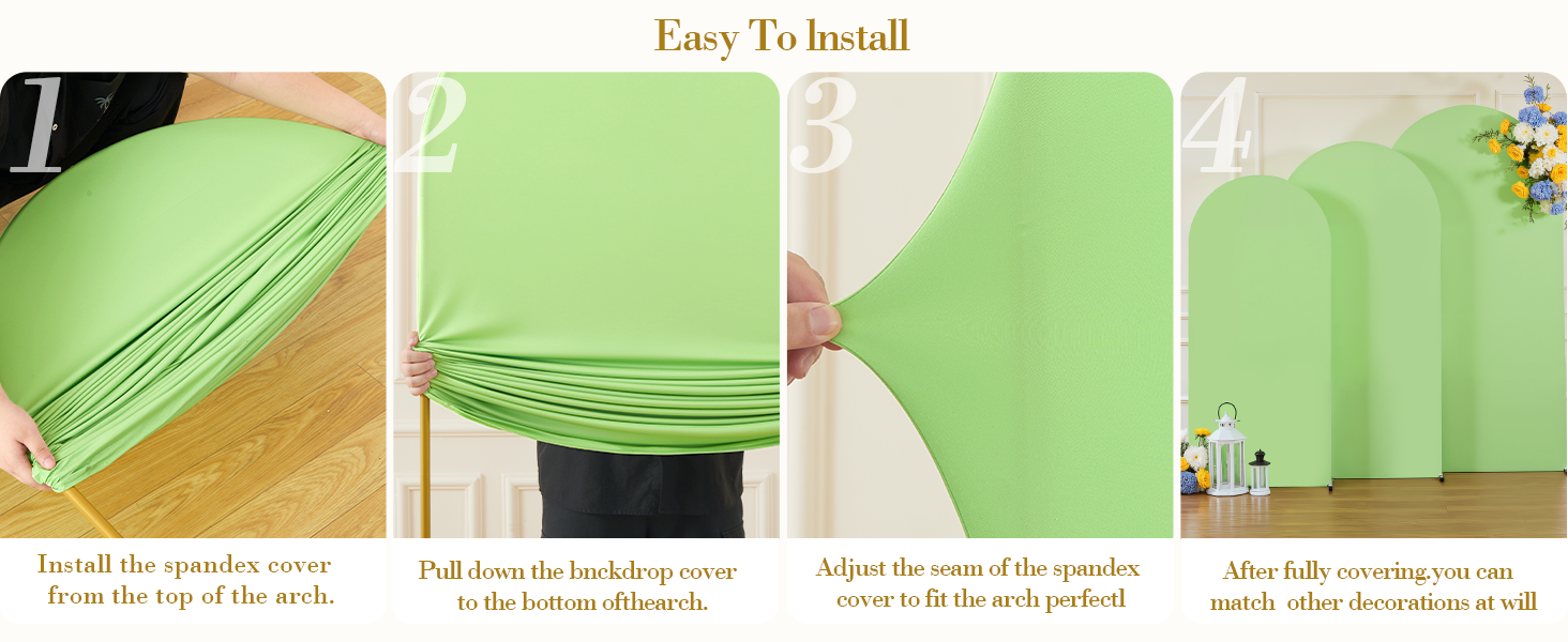 3 Piece Light Sage Green Arch Covers ,Spandex Arch Backdrop Cover for Wedding、 Baby Shower 、Birthday Party 