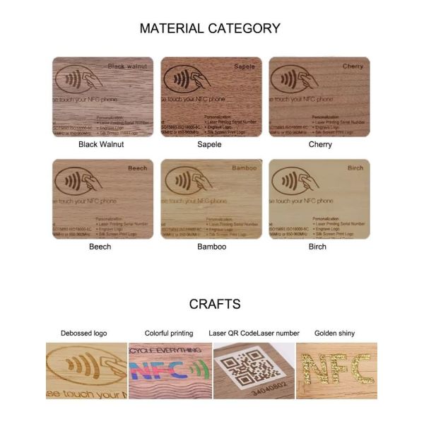 Precio de fábrica RFID Nfc Etiqueta 213/215/216 Chip Holder de madera Tarjeta de visita Tarjeta de madera