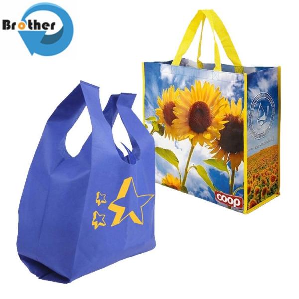 Wholesale W Cut T Shirt Vest D Cut PP Non Woven Canvas Cotton Nylon Polyester Drawstring Supermarket
