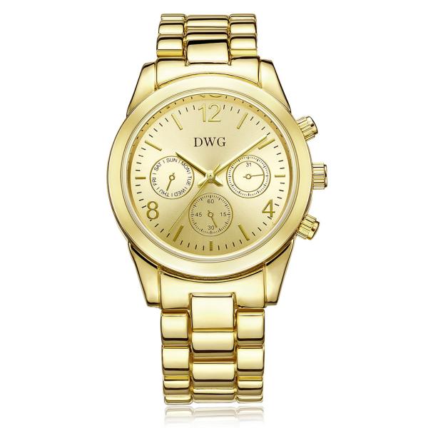 24k Gold Brass Wrist Watch , Quartz Japan Movt Womens Watch Water Resistant