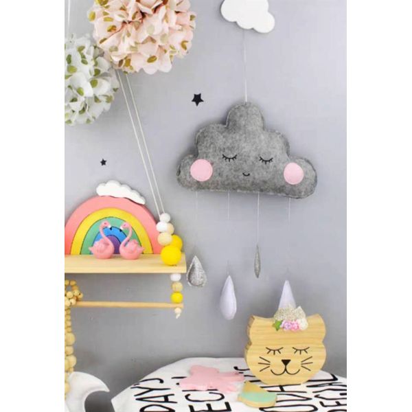 3 Colors Felt Fabric Crafts Cloud Raindrop Pendant Photo Prop Hanging Decoration