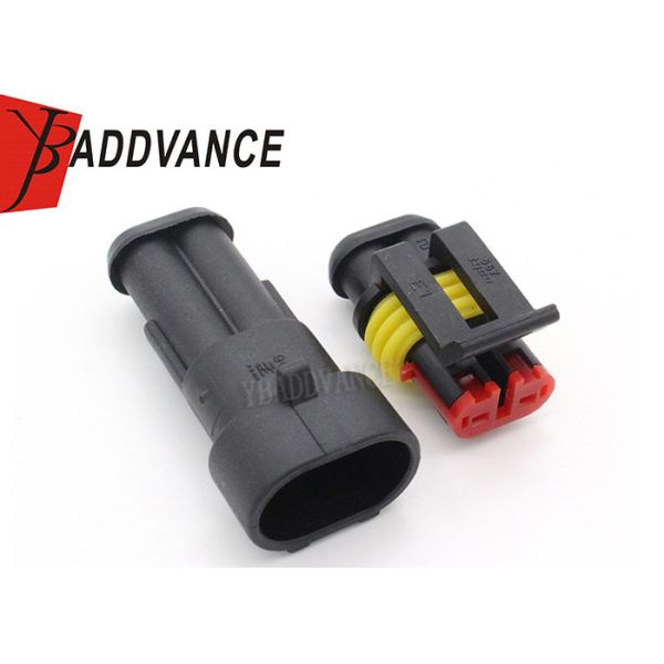 2 Way Male Female Tyco AMP Connectors 282104-1 282080-1 Black Color