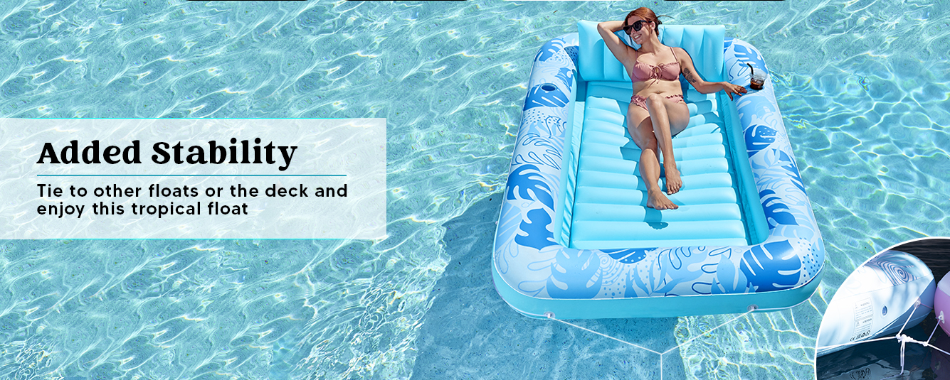 Inflatable Tanning Pool Lounger Float, Sun Tan Tub Sunbathing Raft Floatie Toys Water Filled Tanning Bed Mat