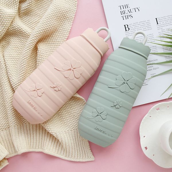 Прозрачная винтовая крышка Классическая силиконовая бутылка с горячей водой для менструального отопления кровати